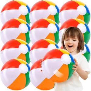 imageJOYIN 12 Packs 16 Inflatable Beach Balls Large Rainbow Beach Balls Bulk for Pool Parties Kids and Adults Summer Pool Party Toys Beach Toys Party Favors1616inch