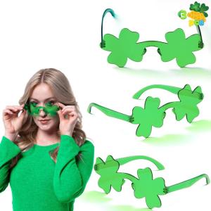 imageJOYIN 3 Pcs St Patricks Day Shamrock Sunglasses Four Leaf Clover Glasses Green Eyewear for St Patricks Carnival Parade Dress Up Accessories Costumes Party Favors for Men WomenClassic