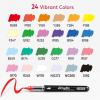 imageSYNCFUN 24 PCS Acrylic Paint Markers Brush Tip Direct Liquid Markers with Constant Flow Technology Waterproof Paint Fabric Canvas Rock Wood Glass Birthday Valentine Easter Gifts for Kids