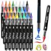 imageSYNCFUN 24 PCS Acrylic Paint Markers Brush Tip Direct Liquid Markers with Constant Flow Technology Waterproof Paint Fabric Canvas Rock Wood Glass Birthday Valentine Easter Gifts for Kids