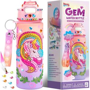 imageKlever Kits Decorate Your Own Water Bottle Kits for Girls Age 6 Unicorn DIY Gem Diamond Art Painting Crafts Girl Birthday Gift Arts and Crafts Fun Arts for Girls Birthday ChristmasUnicorn