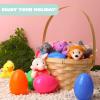 imageJOYIN 12 Pcs Prefilled Easter Eggs with Plush Toys Plastic Eggs Filled with Mini Stuffed Plush Toys Basket Stuffers for Toddlers Easter Egg Hunt Party Favors Classroom Prizes for KidsAnimal Toys
