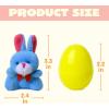 imageJOYIN 12 Pcs Prefilled Easter Eggs with Plush Toys Plastic Eggs Filled with Mini Stuffed Plush Toys Basket Stuffers for Toddlers Easter Egg Hunt Party Favors Classroom Prizes for KidsBunny Toys