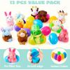 imageJOYIN 12 Pcs Prefilled Easter Eggs with Plush Toys Plastic Eggs Filled with Mini Stuffed Plush Toys Basket Stuffers for Toddlers Easter Egg Hunt Party Favors Classroom Prizes for KidsCute Toys