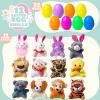 imageJOYIN 12 Pcs Prefilled Easter Eggs with Plush Toys Plastic Eggs Filled with Mini Stuffed Plush Toys Basket Stuffers for Toddlers Easter Egg Hunt Party Favors Classroom Prizes for KidsAnimal Toys
