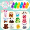 imageJOYIN 12 Pcs Prefilled Easter Eggs with Plush Toys Plastic Eggs Filled with Mini Stuffed Plush Toys Basket Stuffers for Toddlers Easter Egg Hunt Party Favors Classroom Prizes for KidsCute Toys