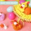 imageJOYIN 12 Pcs Prefilled Easter Eggs with Plush Toys Plastic Eggs Filled with Mini Stuffed Plush Toys Basket Stuffers for Toddlers Easter Egg Hunt Party Favors Classroom Prizes for KidsBunny Toys