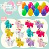 imageJOYIN 12 Pcs Prefilled Easter Eggs with Plush Toys Plastic Eggs Filled with Mini Stuffed Plush Toys Basket Stuffers for Toddlers Easter Egg Hunt Party Favors Classroom Prizes for KidsUnicorn Toys