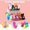 imageJOYIN 24 Pcs Filled Easter Eggs Plush Toy Bright Colorful Eggs Prefilled with Variety Plush Bunnies for Kids Toddlers Easter Basket Stuffers and Party FavorsBunny Toys