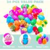 imageJOYIN 24 Pcs Filled Easter Eggs Plush Toy Bright Colorful Eggs Prefilled with Variety Plush Bunnies for Kids Toddlers Easter Basket Stuffers and Party FavorsSea Animal Toys