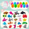 imageJOYIN 24 Pcs Filled Easter Eggs Plush Toy Bright Colorful Eggs Prefilled with Variety Plush Bunnies for Kids Toddlers Easter Basket Stuffers and Party FavorsSea Animal Toys