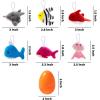 imageJOYIN 24 Pcs Filled Easter Eggs Plush Toy Bright Colorful Eggs Prefilled with Variety Plush Bunnies for Kids Toddlers Easter Basket Stuffers and Party FavorsSea Animal Toys