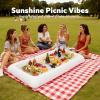 imageJOYIN 3Pack Inflatable Serving Bars Cooler  Inflatable Cooler Ice Buffet Salad Serving Trays with Drain Plug Food Drink Holder for Indoor Outdoor Summer Picnic Beach Pool Luau Party