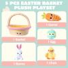 imageJOYIN 5 Pcs Easter Basket Plush Playset Filled Basket with Bunny Chick Egg Carrot Easter Toys Gifts Prefilled with Animal Stuffers for Baby Toddler Kids Boys amp Girls of All Ages