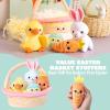 imageJOYIN 5 Pcs Easter Basket Plush Playset Filled Basket with Bunny Chick Egg Carrot Easter Toys Gifts Prefilled with Animal Stuffers for Baby Toddler Kids Boys amp Girls of All Ages