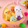 imageJOYIN 5 Pcs Easter Basket Plush Playset Filled Basket with Bunny Chick Egg Carrot Easter Toys Gifts Prefilled with Animal Stuffers for Baby Toddler Kids Boys amp Girls of All Ages