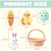 imageJOYIN 5 Pcs Easter Basket Plush Playset Filled Basket with Bunny Chick Egg Carrot Easter Toys Gifts Prefilled with Animal Stuffers for Baby Toddler Kids Boys amp Girls of All Ages
