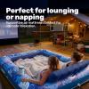 imageSLOOSH Inflatable Tanning Pool Lounger Float85 x 57 Extra Large Pool Floats Adult with Pillow4 in 1 Suntan Tub Raft FloatieSunbathing Bed Lounge Blow Up Ball Pit Party GiftsXLCyan WhiteDark Blue