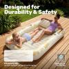 imageSLOOSH Inflatable Tanning Pool Lounger Float85 x 57 Extra Large Pool Floats Adult with Pillow4 in 1 Suntan Tub Raft FloatieSunbathing Bed Lounge Blow Up Ball Pit Party GiftsXLCyan WhiteGolden White