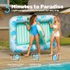imageSLOOSH Inflatable Tanning Pool Lounger Float85 x 57 Extra Large Pool Floats Adult with Pillow4 in 1 Suntan Tub Raft FloatieSunbathing Bed Lounge Blow Up Ball Pit Party GiftsXLCyan WhiteCyan White