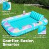 imageSLOOSH Inflatable Tanning Pool Lounger Float85 x 57 Extra Large Pool Floats Adult with Pillow4 in 1 Suntan Tub Raft FloatieSunbathing Bed Lounge Blow Up Ball Pit Party GiftsXLCyan WhiteTropical Blue
