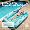 imageSLOOSH Inflatable Tanning Pool Lounger Float85 x 57 Extra Large Pool Floats Adult with Pillow4 in 1 Suntan Tub Raft FloatieSunbathing Bed Lounge Blow Up Ball Pit Party GiftsXLCyan WhiteCyan White