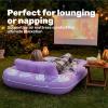 imageSLOOSH Inflatable Tanning Pool Lounger Float85 x 57 Extra Large Pool Floats Adult with Pillow4 in 1 Suntan Tub Raft FloatieSunbathing Bed Lounge Blow Up Ball Pit Party GiftsXLCyan WhitePurple