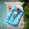 imageSLOOSH Inflatable Tanning Pool Lounger Float85 x 57 Extra Large Pool Floats Adult with Pillow4 in 1 Suntan Tub Raft FloatieSunbathing Bed Lounge Blow Up Ball Pit Party GiftsXLCyan WhiteBlue