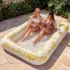 imageSLOOSH Inflatable Tanning Pool Lounger Float85 x 57 Extra Large Pool Floats Adult with Pillow4 in 1 Suntan Tub Raft FloatieSunbathing Bed Lounge Blow Up Ball Pit Party GiftsXLCyan WhiteGolden White