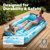 imageSLOOSH Inflatable Tanning Pool Lounger Float85 x 57 Extra Large Pool Floats Adult with Pillow4 in 1 Suntan Tub Raft FloatieSunbathing Bed Lounge Blow Up Ball Pit Party GiftsXLCyan WhiteBlue