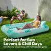 imageSLOOSH Inflatable Tanning Pool Lounger Float85 x 57 Extra Large Pool Floats Adult with Pillow4 in 1 Suntan Tub Raft FloatieSunbathing Bed Lounge Blow Up Ball Pit Party GiftsXLCyan WhiteAqua Blue