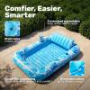 imageSLOOSH Inflatable Tanning Pool Lounger Float85 x 57 Extra Large Pool Floats Adult with Pillow4 in 1 Suntan Tub Raft FloatieSunbathing Bed Lounge Blow Up Ball Pit Party GiftsXLCyan WhiteBlue