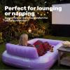imageSLOOSH Inflatable Tanning Pool Lounger Float85 x 57 Extra Large Pool Floats Adult with Pillow4 in 1 Suntan Tub Raft FloatieSunbathing Bed Lounge Blow Up Ball Pit Party GiftsXLCyan WhitePurple