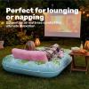imageSLOOSH Inflatable Tanning Pool Lounger Float85 x 57 Extra Large Pool Floats Adult with Pillow4 in 1 Suntan Tub Raft FloatieSunbathing Bed Lounge Blow Up Ball Pit Party GiftsXLCyan WhiteCyan Pink