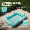 imageSLOOSH Inflatable Tanning Pool Lounger Float85 x 57 Extra Large Pool Floats Adult with Pillow4 in 1 Suntan Tub Raft FloatieSunbathing Bed Lounge Blow Up Ball Pit Party GiftsXLCyan WhiteCyan White