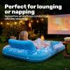 imageSLOOSH Inflatable Tanning Pool Lounger Float85 x 57 Extra Large Pool Floats Adult with Pillow4 in 1 Suntan Tub Raft FloatieSunbathing Bed Lounge Blow Up Ball Pit Party GiftsXLCyan WhiteBlue