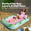 imageSLOOSH Inflatable Tanning Pool Lounger Float85 x 57 Extra Large Pool Floats Adult with Pillow4 in 1 Suntan Tub Raft FloatieSunbathing Bed Lounge Blow Up Ball Pit Party GiftsXLCyan WhiteCyan Pink