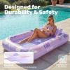 imageSLOOSH Inflatable Tanning Pool Lounger Float85 x 57 Extra Large Pool Floats Adult with Pillow4 in 1 Suntan Tub Raft FloatieSunbathing Bed Lounge Blow Up Ball Pit Party GiftsXLCyan WhitePurple
