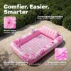 imageSLOOSH Inflatable Tanning Pool Lounger Float85 x 57 Extra Large Pool Floats Adult with Pillow4 in 1 Suntan Tub Raft FloatieSunbathing Bed Lounge Blow Up Ball Pit Party GiftsXLCyan WhiteBlushing Pink