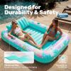imageSLOOSH Inflatable Tanning Pool Lounger Float85 x 57 Extra Large Pool Floats Adult with Pillow4 in 1 Suntan Tub Raft FloatieSunbathing Bed Lounge Blow Up Ball Pit Party GiftsXLCyan WhiteTropical Blue
