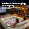 imageSLOOSH Inflatable Tanning Pool Lounger Float85 x 57 Extra Large Pool Floats Adult with Pillow4 in 1 Suntan Tub Raft FloatieSunbathing Bed Lounge Blow Up Ball Pit Party GiftsXLCyan WhiteGolden White