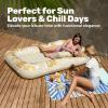 imageSLOOSH Inflatable Tanning Pool Lounger Float85 x 57 Extra Large Pool Floats Adult with Pillow4 in 1 Suntan Tub Raft FloatieSunbathing Bed Lounge Blow Up Ball Pit Party GiftsXLCyan WhiteGolden White