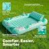 imageSLOOSH Inflatable Tanning Pool Lounger Float85 x 57 Extra Large Pool Floats Adult with Pillow4 in 1 Suntan Tub Raft FloatieSunbathing Bed Lounge Blow Up Ball Pit Party GiftsXLCyan WhiteAqua Blue