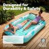 imageSLOOSH Inflatable Tanning Pool Lounger Float85 x 57 Extra Large Pool Floats Adult with Pillow4 in 1 Suntan Tub Raft FloatieSunbathing Bed Lounge Blow Up Ball Pit Party GiftsXLCyan WhiteCyan White