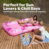 imageSLOOSH Inflatable Tanning Pool Lounger Float85 x 57 Extra Large Pool Floats Adult with Pillow4 in 1 Suntan Tub Raft FloatieSunbathing Bed Lounge Blow Up Ball Pit Party GiftsXLCyan WhiteHot Pink