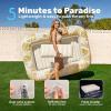 imageSLOOSH Inflatable Tanning Pool Lounger Float85 x 57 Extra Large Pool Floats Adult with Pillow4 in 1 Suntan Tub Raft FloatieSunbathing Bed Lounge Blow Up Ball Pit Party GiftsXLCyan WhiteGolden White