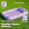 imageSLOOSH Inflatable Tanning Pool Lounger Float85 x 57 Extra Large Pool Floats Adult with Pillow4 in 1 Suntan Tub Raft FloatieSunbathing Bed Lounge Blow Up Ball Pit Party GiftsXLCyan WhitePurple
