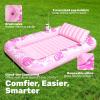 imageSLOOSH Inflatable Tanning Pool Lounger Float85 x 57 Extra Large Pool Floats Adult with Pillow4 in 1 Suntan Tub Raft FloatieSunbathing Bed Lounge Blow Up Ball Pit Party GiftsXLCyan WhiteBlushing Pink
