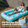 imageSLOOSH Inflatable Tanning Pool Lounger Float85 x 57 Extra Large Pool Floats Adult with Pillow4 in 1 Suntan Tub Raft FloatieSunbathing Bed Lounge Blow Up Ball Pit Party GiftsXLCyan WhiteTropical Blue