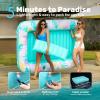 imageSLOOSH Inflatable Tanning Pool Lounger Float85 x 57 Extra Large Pool Floats Adult with Pillow4 in 1 Suntan Tub Raft FloatieSunbathing Bed Lounge Blow Up Ball Pit Party GiftsXLCyan WhiteTropical Blue